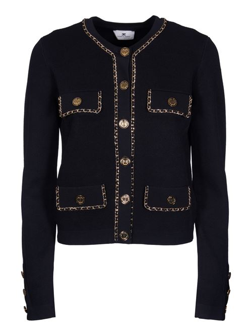 ELISABETTA FRANCHI CROPPED VISCOSE JACKET WITH CHAIN. ELISABETTA FRANCHI | MK63B46E2110